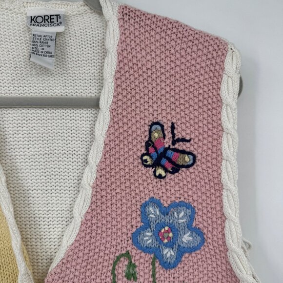 vintage koret francisca knit butterfly button up sweater vest woman’s size mediu - Picture 3 of 11